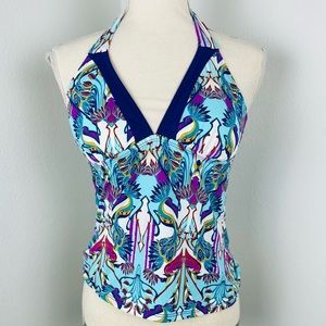 Cremieux peacock print tankini top